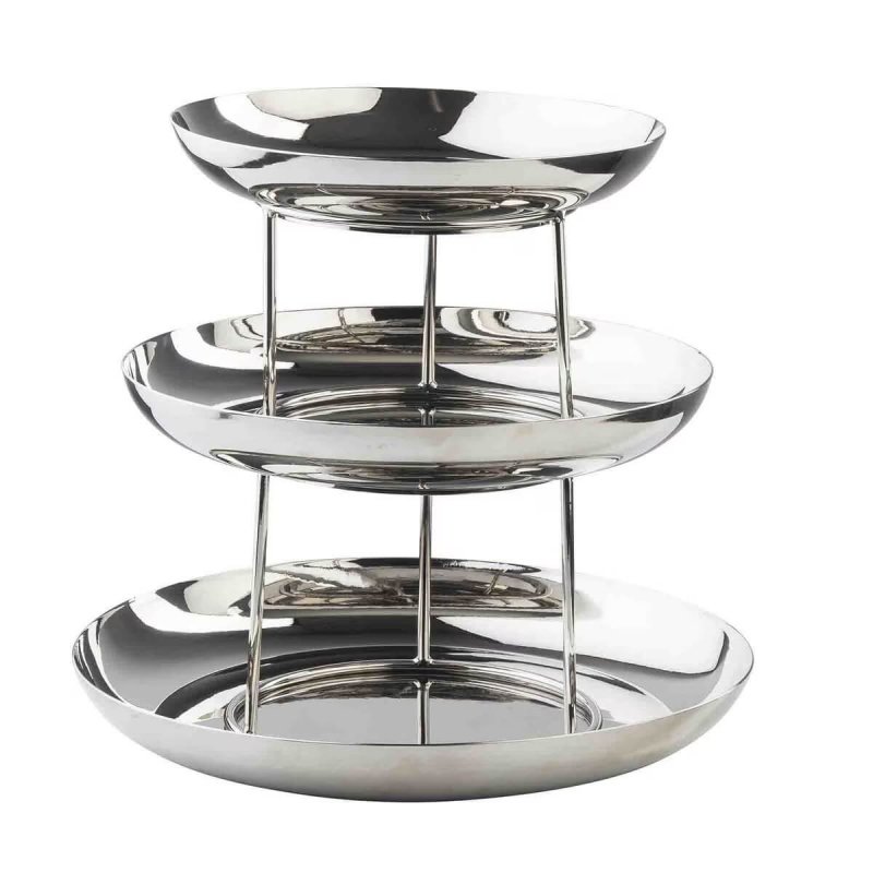 Τριώροφο σκεύος Παρουσίασης Θαλασσινών Tablecraft Seafood Tower Silver Mirrored Finish