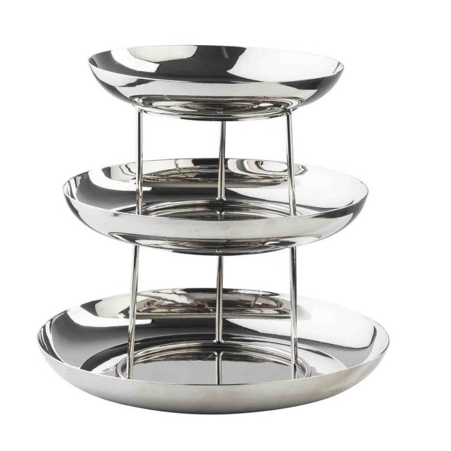 Τριώροφο σκεύος Παρουσίασης Θαλασσινών Tablecraft Seafood Tower Silver Mirrored Finish