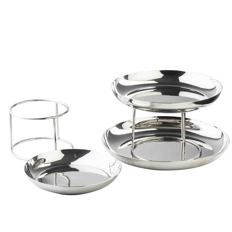 Τριώροφο σκεύος Παρουσίασης Θαλασσινών Tablecraft Seafood Tower Silver Mirrored Finish