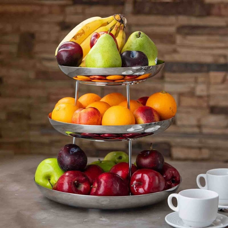 Τριώροφο σκεύος Παρουσίασης Θαλασσινών Tablecraft Seafood Tower Silver Mirrored Finish