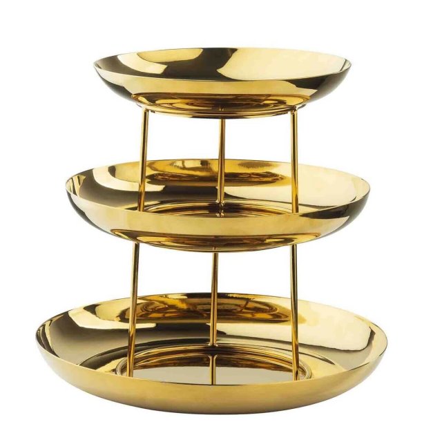 Τριώροφο σκεύος Παρουσίασης Θαλασσινών Tablecraft Seafood Tower Gold Mirrored Finish