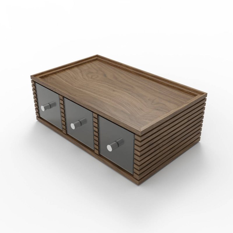 Θήκη με 3 Συρτάρια από Ξύλο Καρυδιάς 1/1GN Craster Flow Walnut 