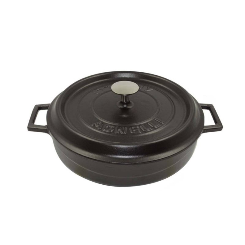 Μαντεμένια Κατσαρόλα Agnelli Χαμηλή με Καπάκι 24cm - Matt Black