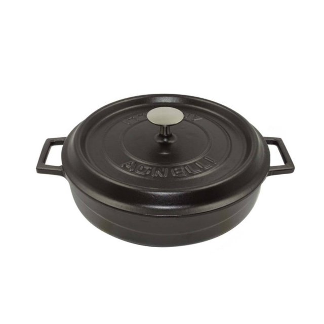 Μαντεμένια Κατσαρόλα Agnelli Χαμηλή με Καπάκι 28cm - Matt Black