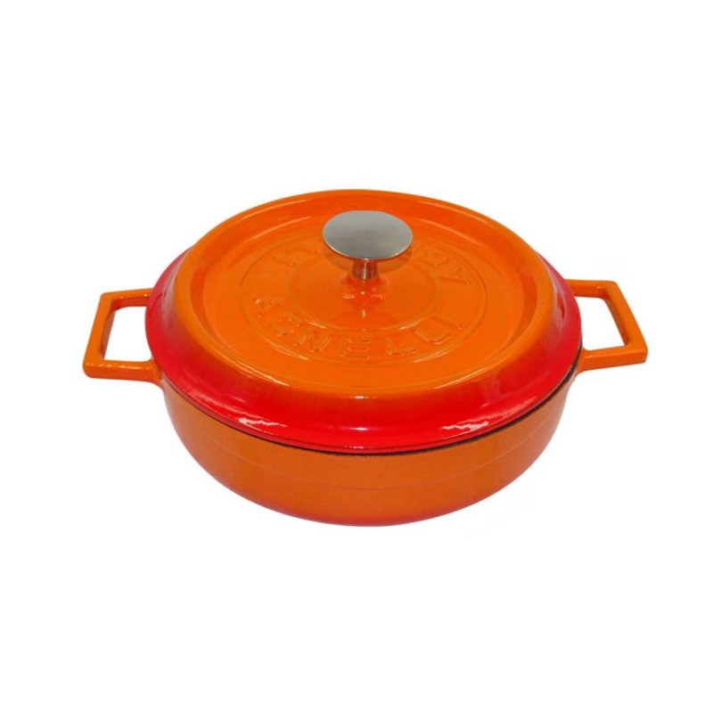 Μαντεμένια Κατσαρόλα Agnelli Χαμηλή με Καπάκι 24cm - Glossy Orange
