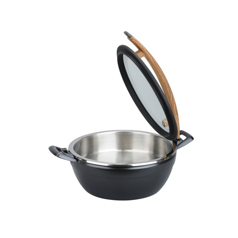 Chafing Dish Στρογγ. 4,5L Tiger Artisan Ξύλινη Λαβή-Μαύρο χείλος