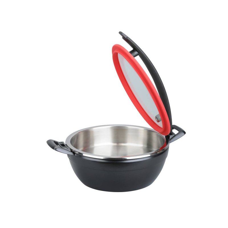 Chafing Dish Στρογγ. 4,5L Tiger Artisan Μαύρη Λαβή- Κόκκινο χείλος