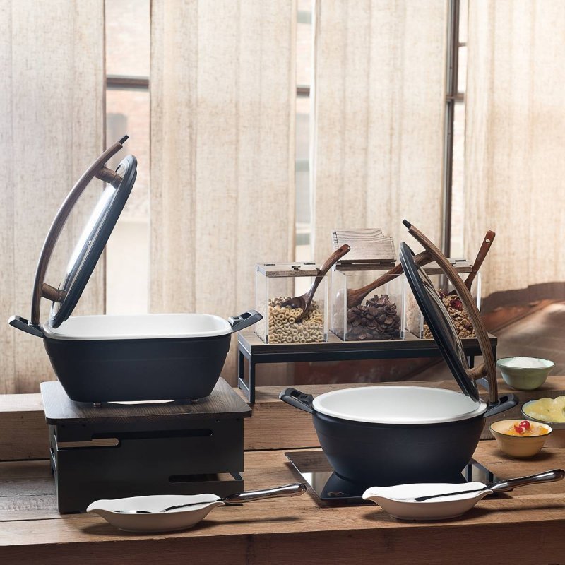 Chafing Dish 2/3GN 4,5L Tiger Artisan Ξύλινη Λαβή-μαύρο χείλος