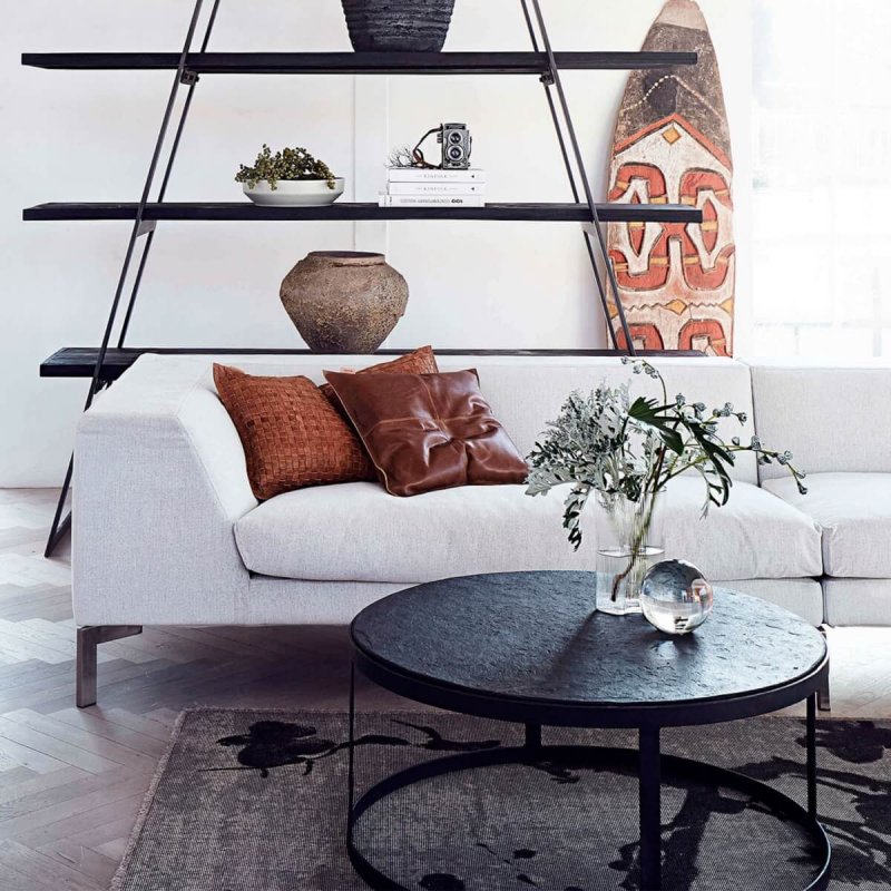 Τραπεζάκι Xαμηλό 82cm Muubs με Επιφάνεια Πέτρας