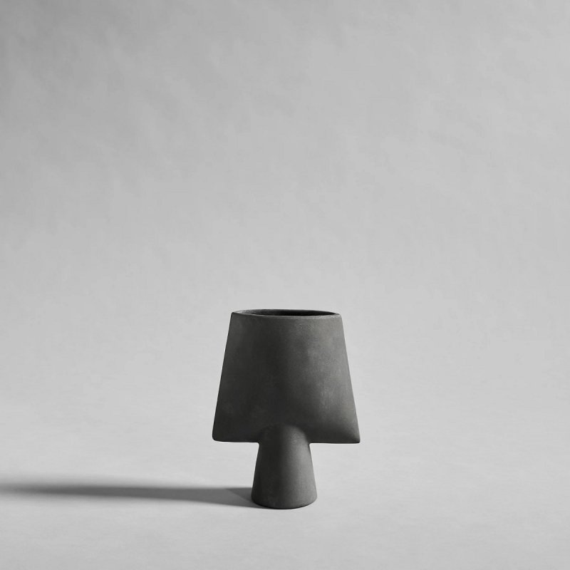 Vase Ceramic 101Copenhagen 25cm Sphere Square Mini - Dark Grey