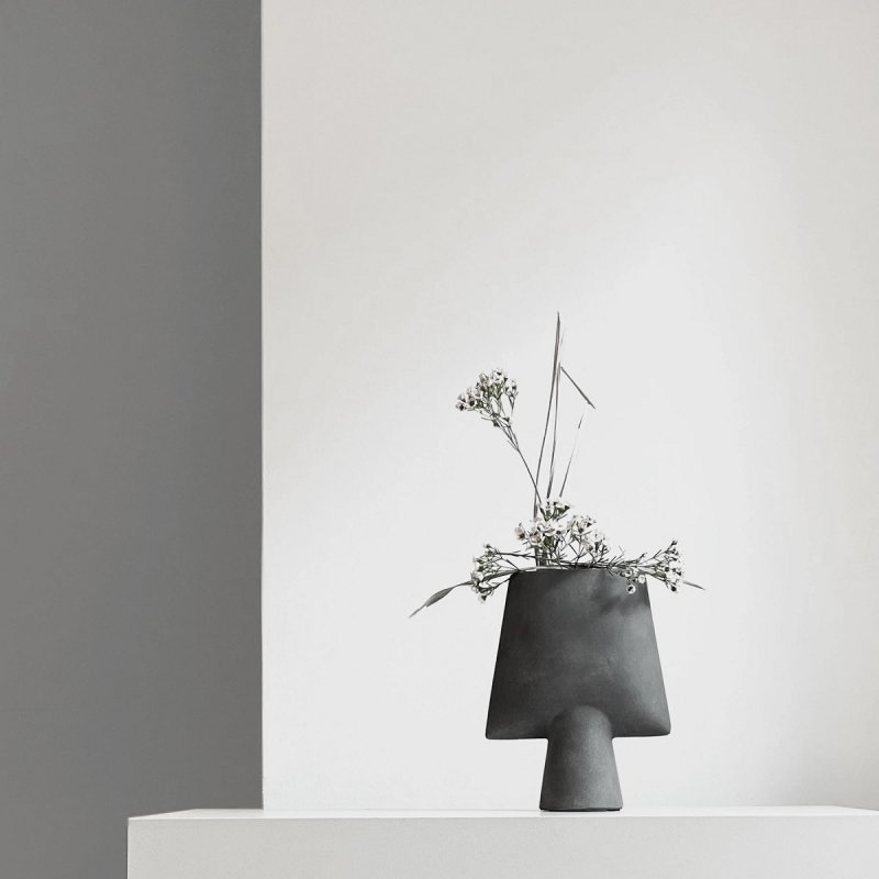 Vase Ceramic 101Copenhagen 25cm Sphere Square Mini - Dark Grey