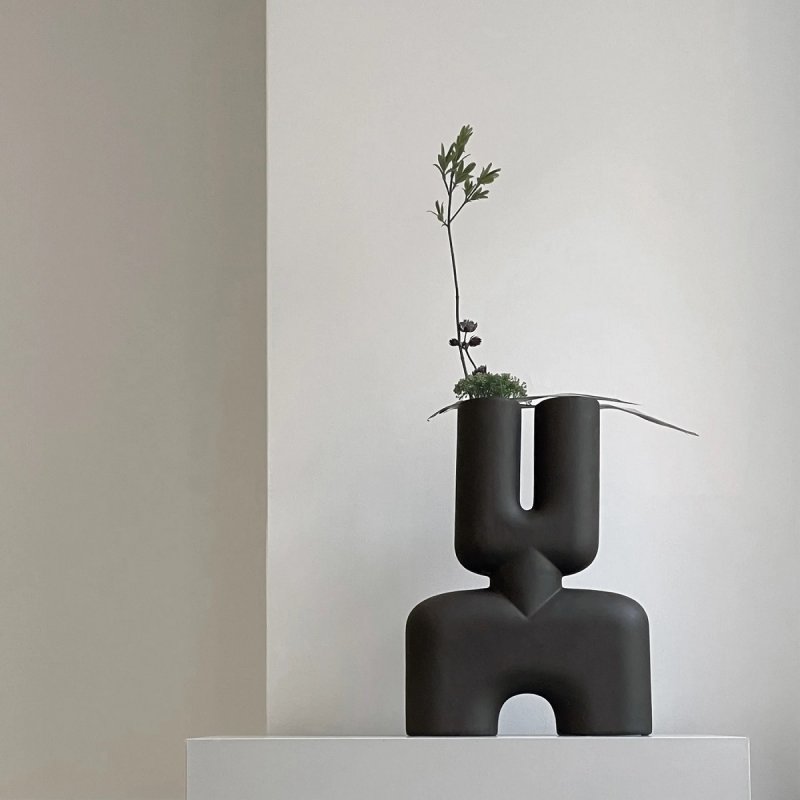 Vase Ceramic 101Copenhagen 47cm Cobra Double Medio - Coffee