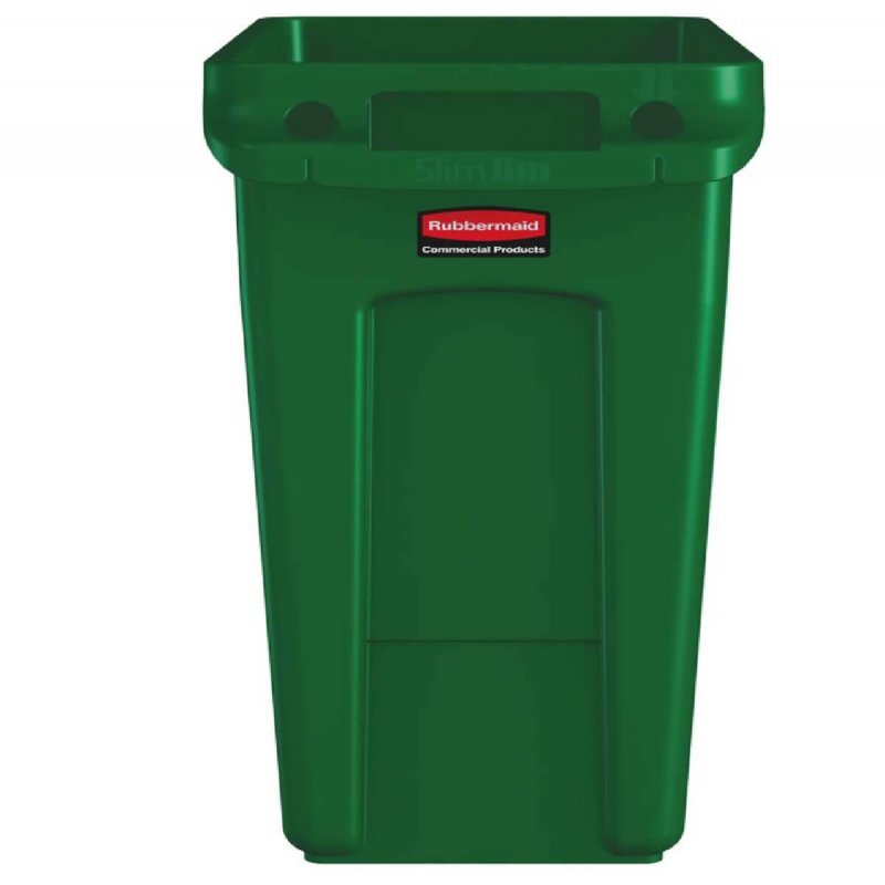 Κάδος πλαστικός 60L Rubbermaid  Slim Jim® Venting channels Green