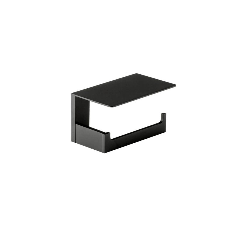 Toilet Roll Holder with Cover Crown Styx – Matt Black Solid Brass