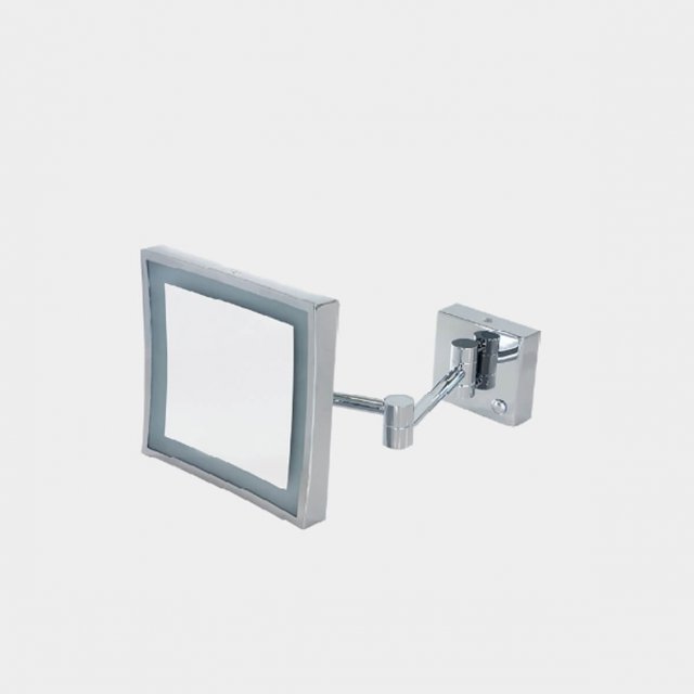 Wallmounted  Lighted Mirror – Chrome Finish  3x Magn. Crown Linda