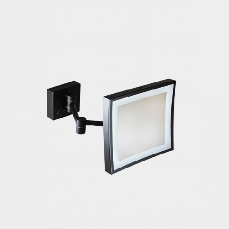 Lighted Mirror with Magnifier 3x – Matt Black Crown Freya