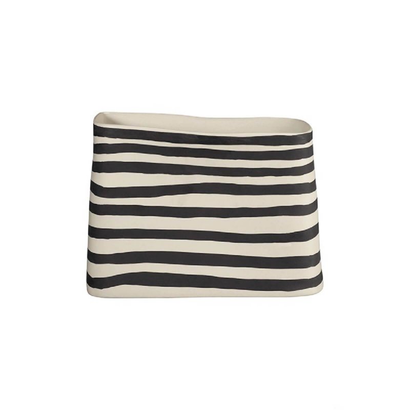 Βάζο stoneware ορθογ. 17cm Asa Rayu stripes