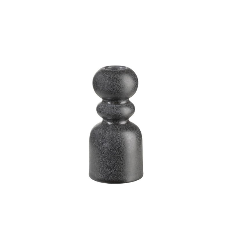 Candlestick Stoneware d.6-h.13cm Asa Como Black Iron 