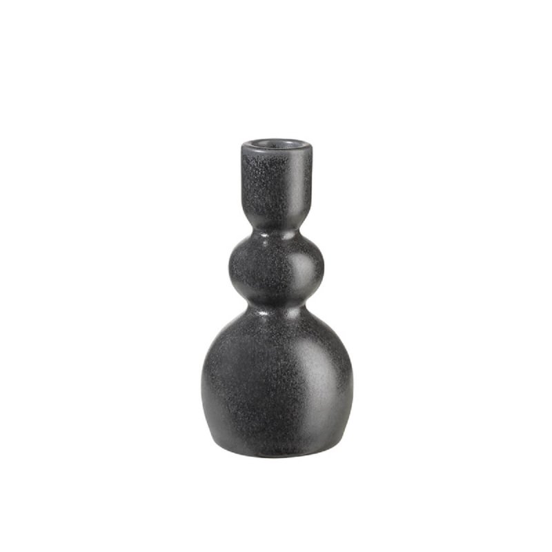 Candlestick Stoneware d.7,5-h.13cm Asa Como Black Iron