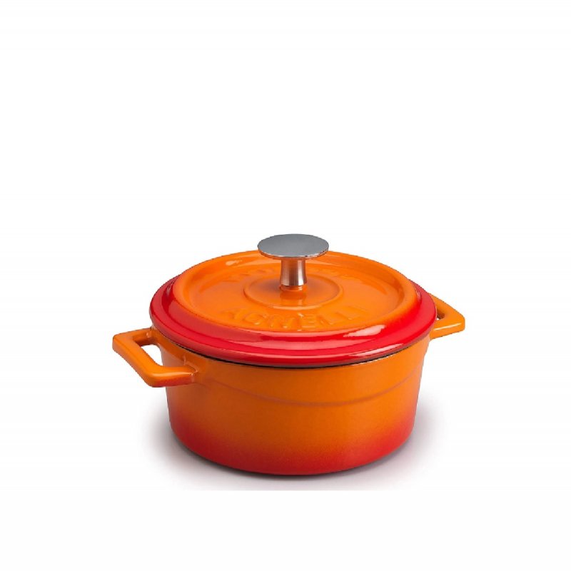 Κατσαρολάκι Enameled Cast Iron Ø10cm-360ml με καπάκι Agnelli πορτοκαλί