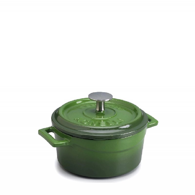 Κατσαρολάκι Εnameled Cast Iron Ø10cm-360ml με καπάκι Agnelli πράσινο