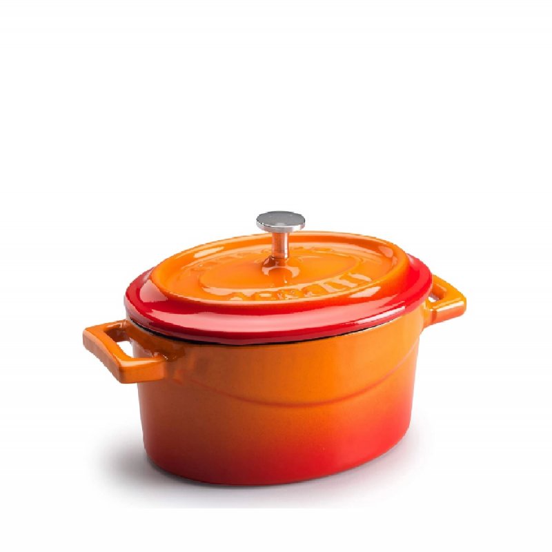 Κατσαρολάκι Enameled Cast Iron Οβάλ 12x9cm -400ml  Agnelli πορτοκαλί
