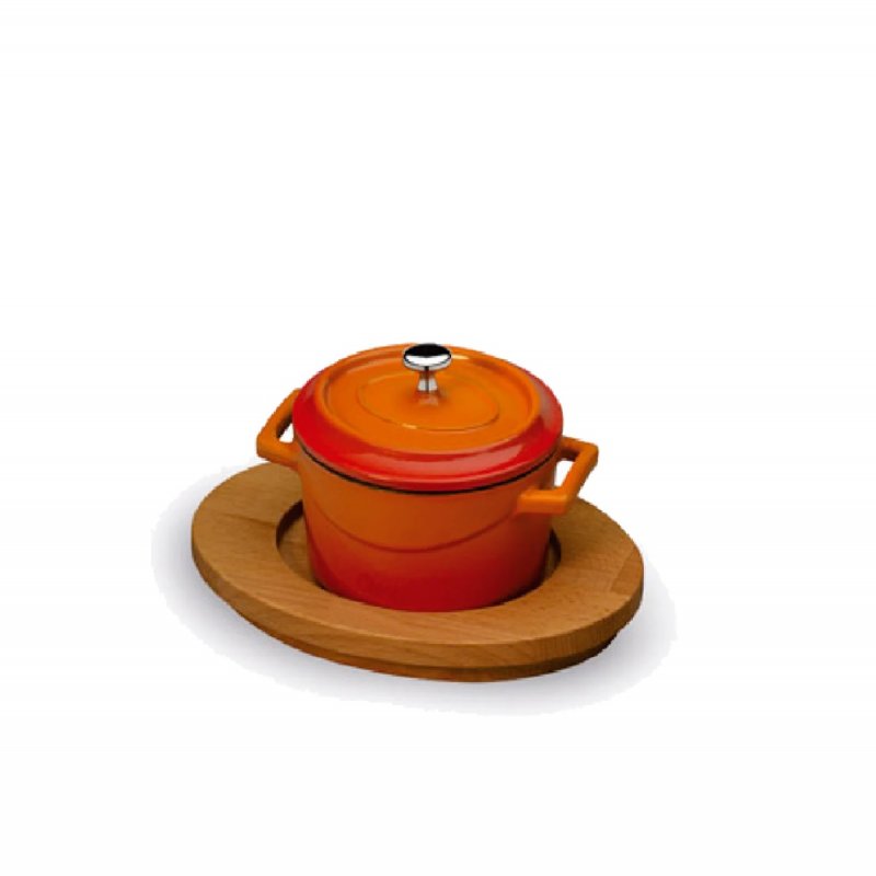 Βάση Ξύλινη για Κατσαρολάκι Cast Iron Ø10cm Agnelli