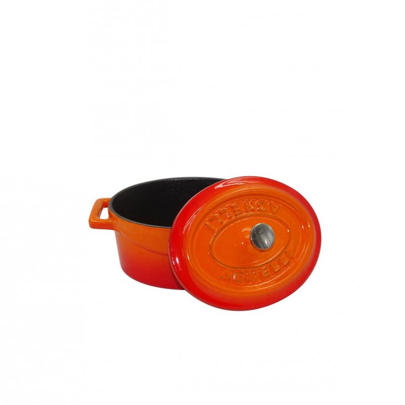 Κατσαρολάκι Enameled Cast Iron Οβάλ 12x9cm -400ml  Agnelli πορτοκαλί