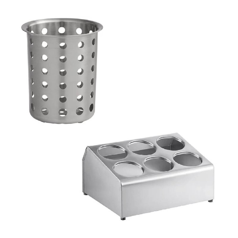 Σετ Θήκη & Βάση Μαχαιροπίρουνων 6 Θέσεων Tablecraft Stainless Steel 