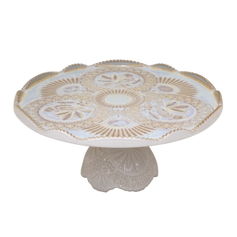 Footed plate 31cm Costa Nova Cristal Nacar 