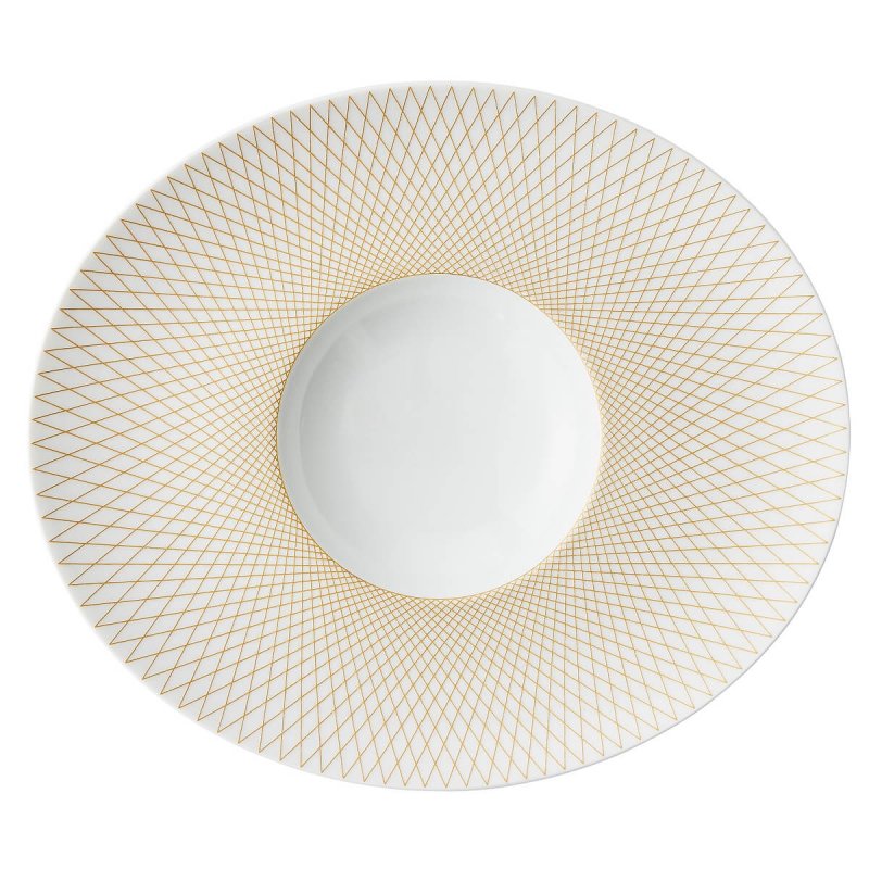 Gourmet Oval Plate 32x27cm Degrenne Graphique Classique Doré