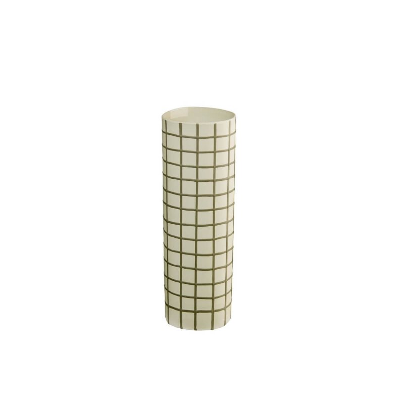 Vase Stoneware 25cm Asa Selection Olive Squares