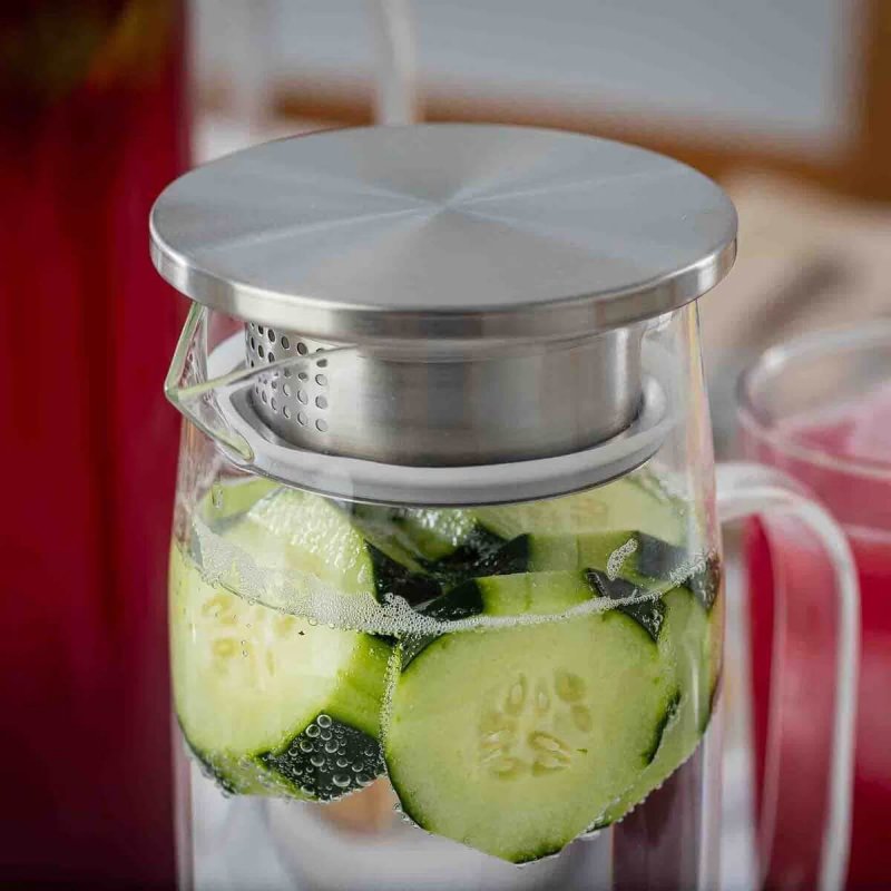 Glass Beverage Carafe 1L with Stainless Steel Lid Tablecraft